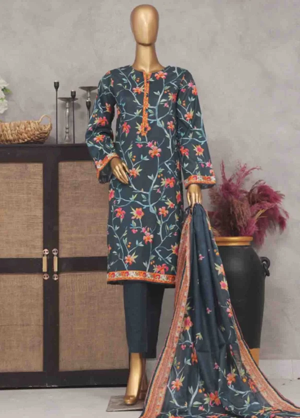 3 Piece Printed Stitched Suit