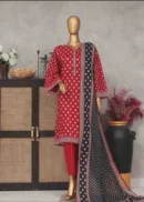 3 Piece Printed Stitched Suit