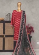 3 Piece Printed Stitched Suit