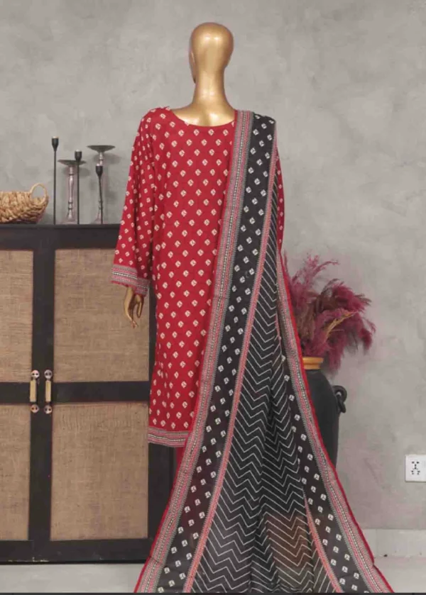3 Piece Printed Stitched Suit - Image 2