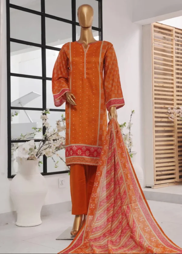 3 Piece Embroidered Stitched Suit