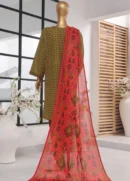 3 Piece Printed Stitched Suit