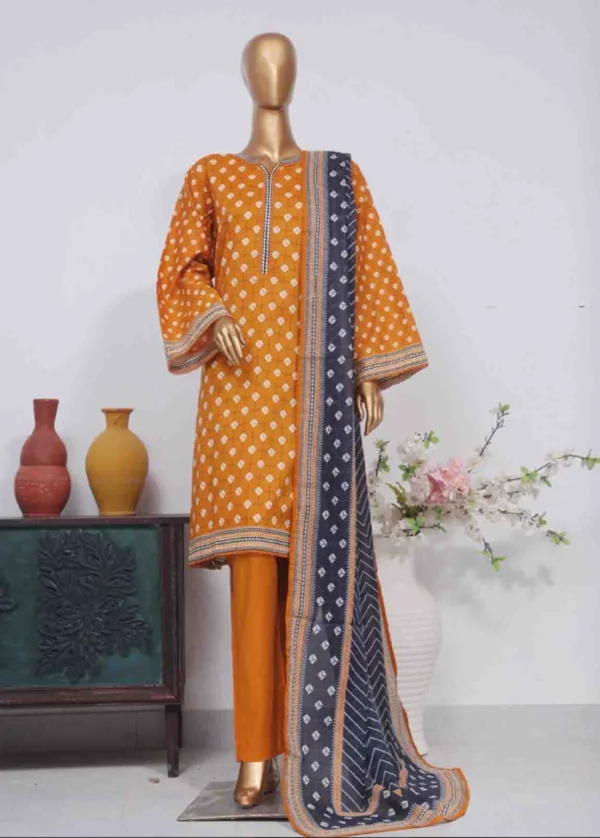3 Piece Printed Stitched Suit