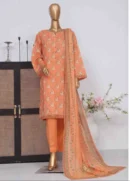 3 Piece Printed Stitched Suit