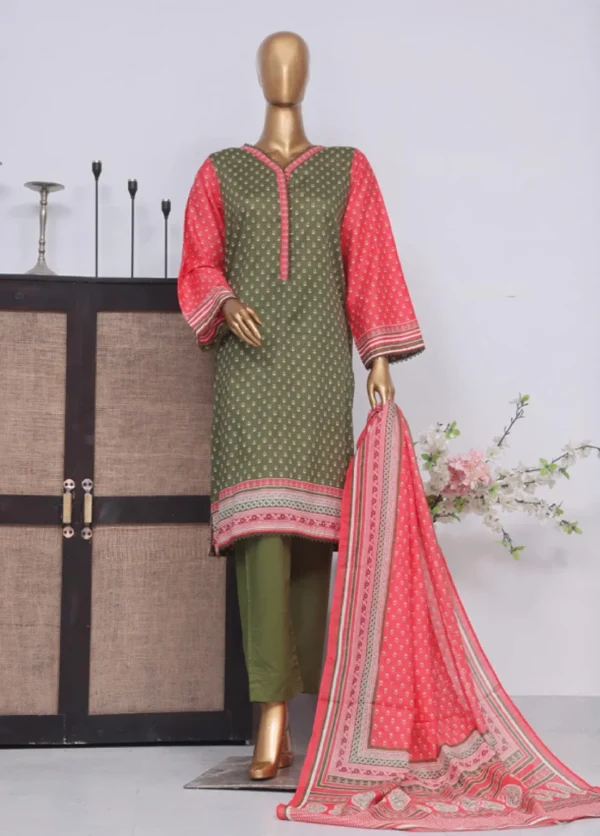 3 Piece Printed Stitched Suit