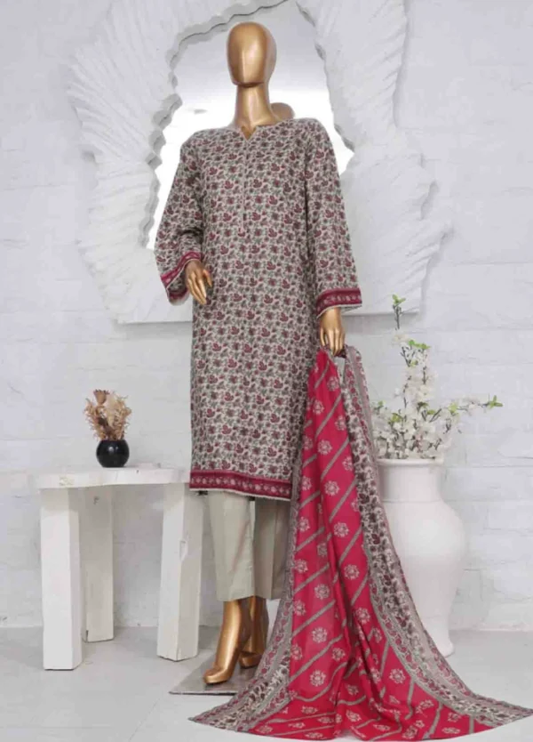 3 Piece Printed Stitched Suit
