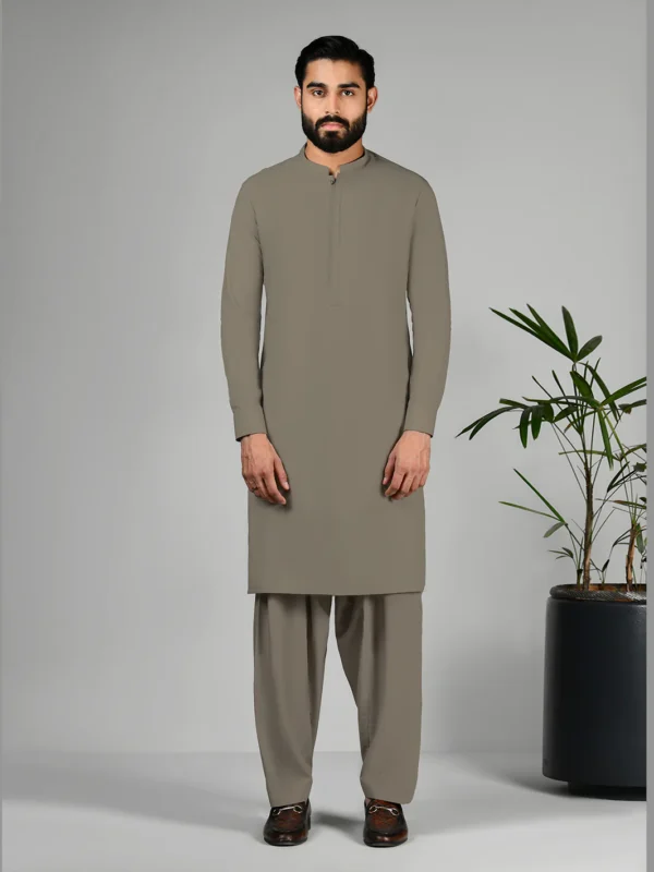 Fungi Brown Latha Kameez Shalwar