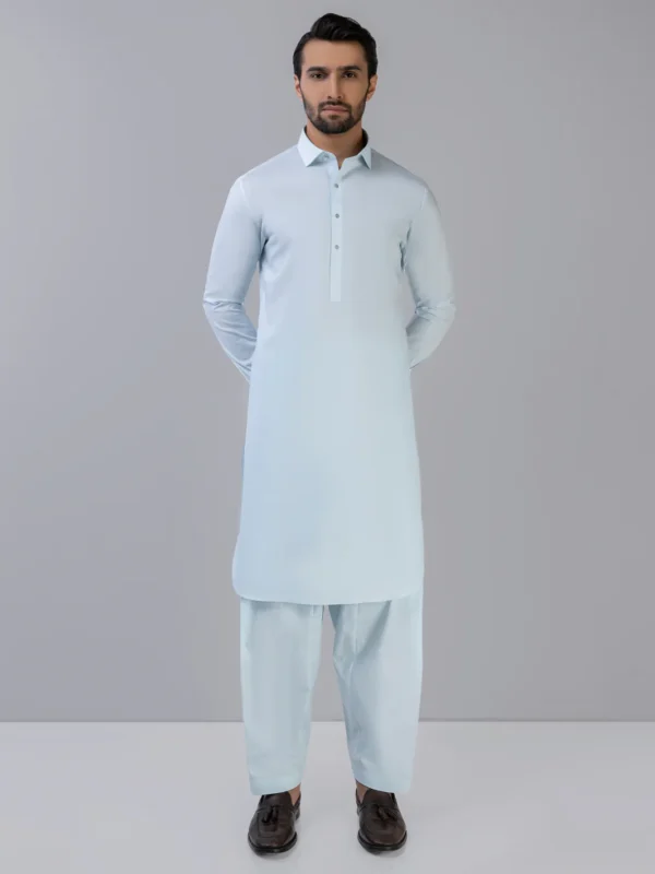 Blue Cotton Latha Kameez Shalwar