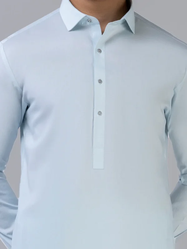 Blue Cotton Latha Kameez Shalwar - Image 2