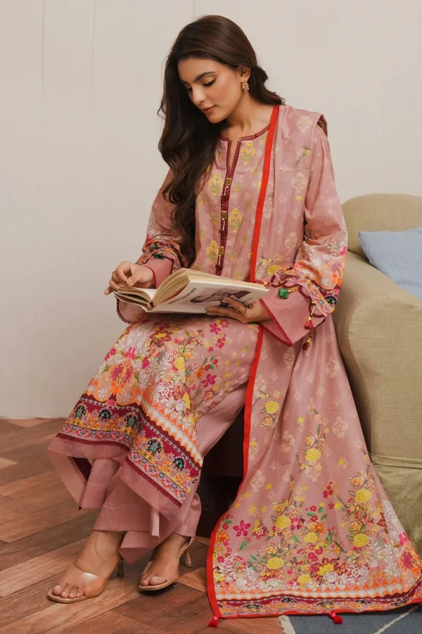 zellbury 3 piece printed cambric shirt shalwar dupatta - Image 4