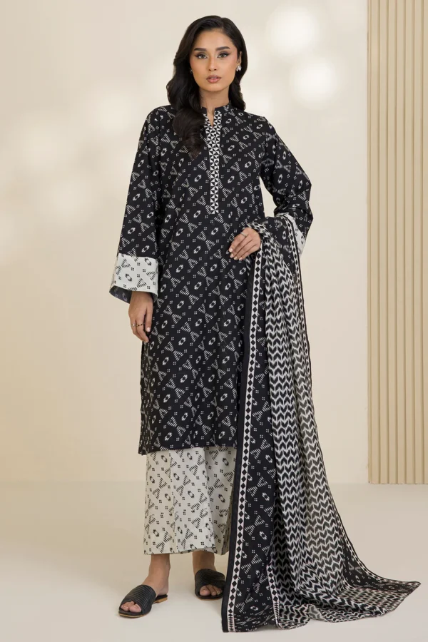zellbury 3 piece printed Cotton shirt shalwar dupatta - Image 4
