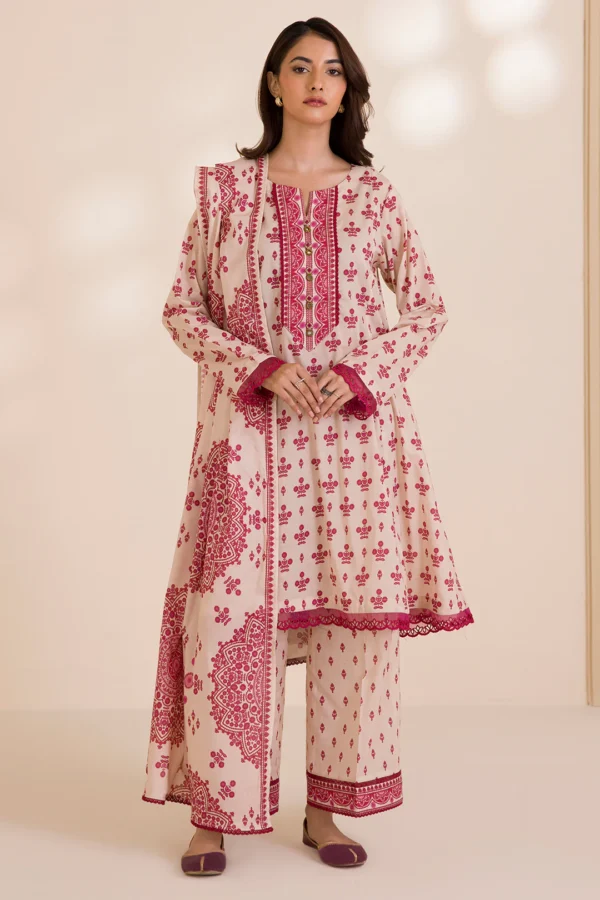 zellbury 3 piece printed Cotton shirt shalwar dupatta - Image 4