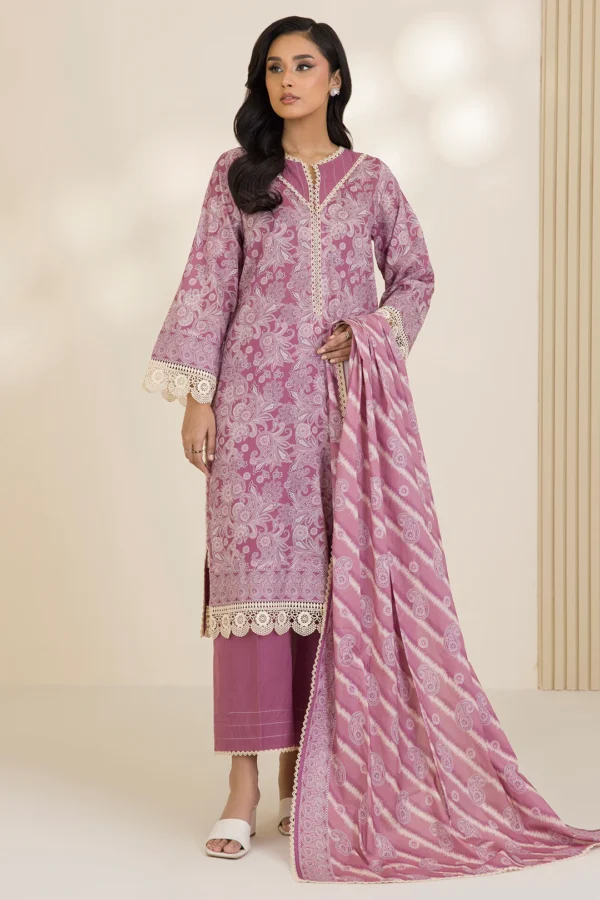 zellbury 3 piece printed Cotton shirt shalwar dupatta - Image 4